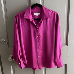 LOFT Magenta Satin Blouse